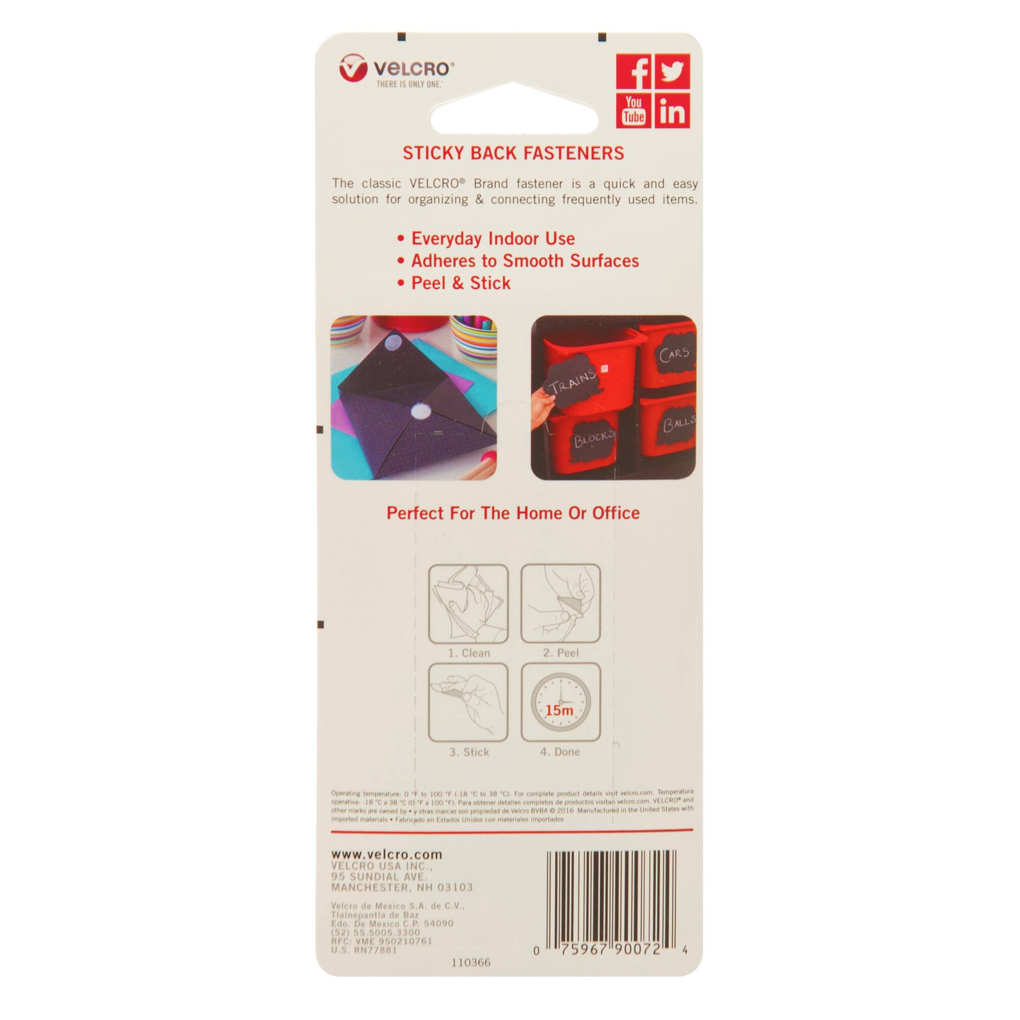 12 Packs: 12 ct. (144 total) VELCRO® Brand Sticky Back Black Squares